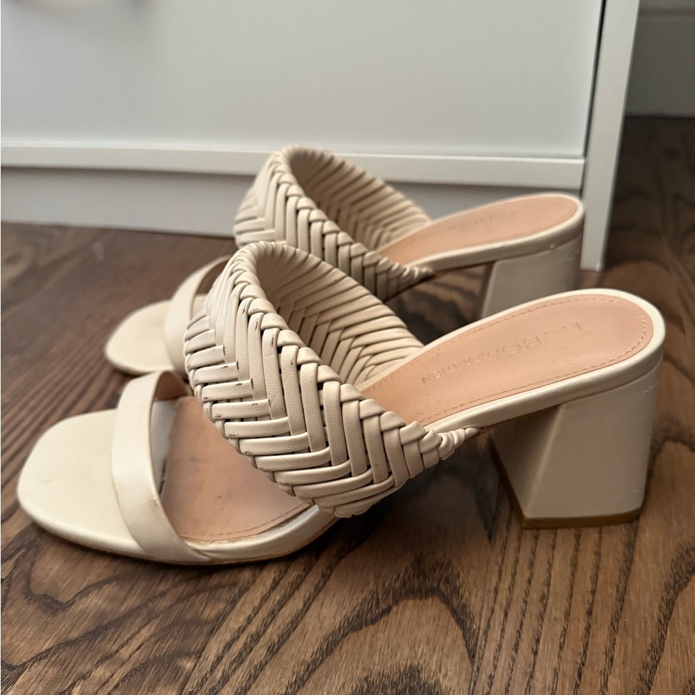 BCBGeneration Cream Woven Mules